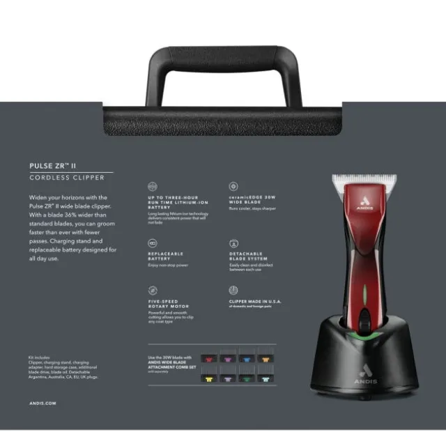 Andis Pulse ZR II Wide Klippmaskin Röd