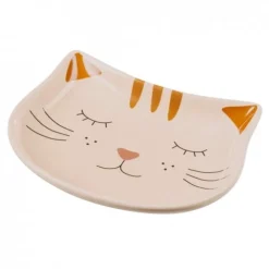 Basic Cat Face Keramikskål för Katt Beige