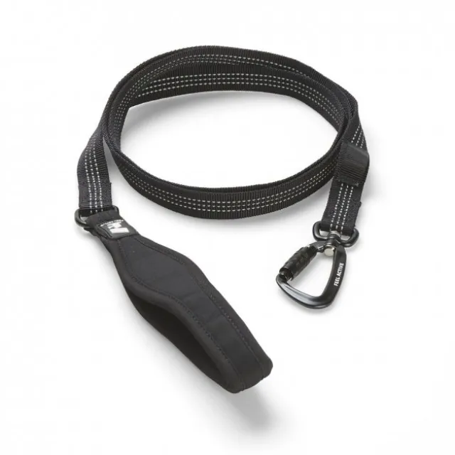 Feel Active Nylonkoppel med karbin och neoprenhandtag Svart