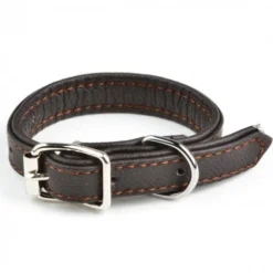 Feel Leather Vadderat Läderhalsband Brun