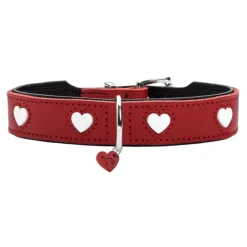 Hunter Hundhalsband Läder Love Röd