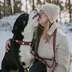 Hunter Hundhalsband Läder Swiss Röd