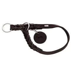 Hunter Solid Education Hundhalsband Läder Mörkbrun