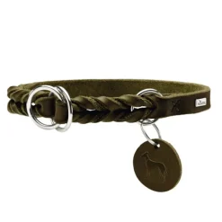Hunter Solid Education Hundhalsband Läder Olivgrön