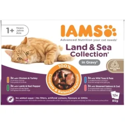 Iams Cat Adult Advanced Nutrition Land & Sea Collection in Gravy Multipack 12x85 g