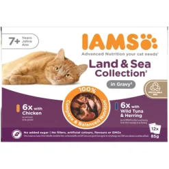 Iams Cat Senior Advanced Nutrition Land & Sea Collection in Gravy Multipack 12x85 g