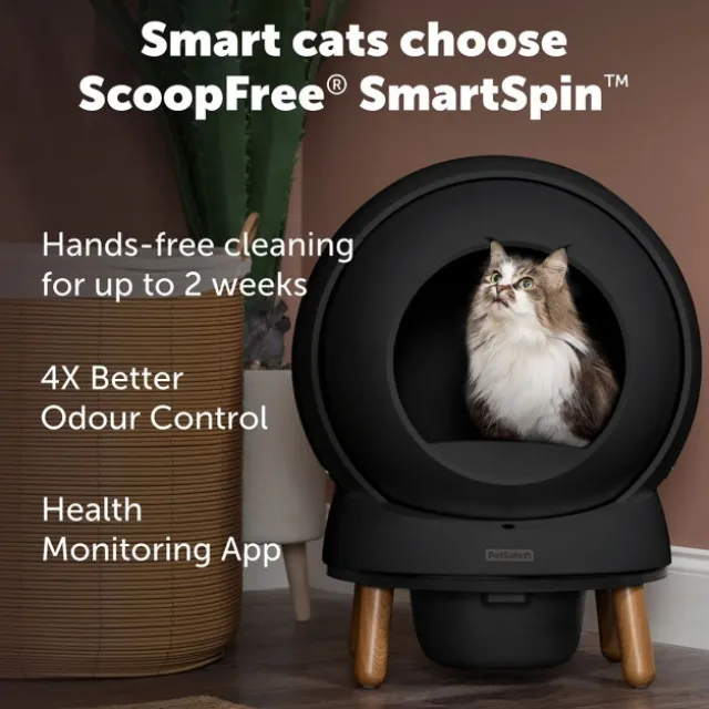 PetSafe SmartSpin Självrensande Kattlåda Svart