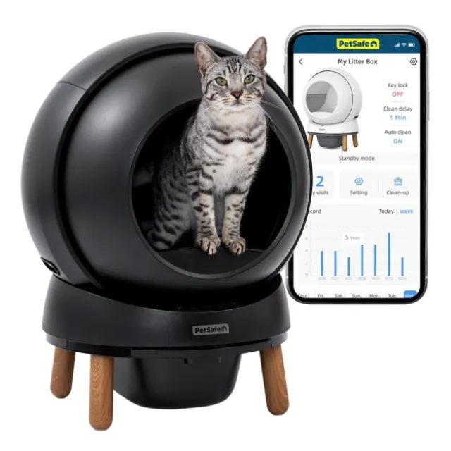 PetSafe SmartSpin Självrensande Kattlåda Svart
