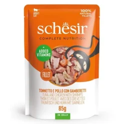 Schesir Cat Adult Tuna, Chicken & Shrimps in Jelly 85 g