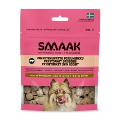 SMAAK Dog Frystorkat Hundgodis Gris 45 g