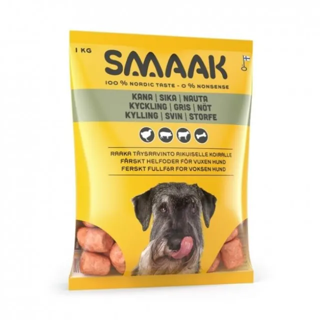 SMAAK Dog Raw Complete Adult Kyckling, Gris & Nötvom