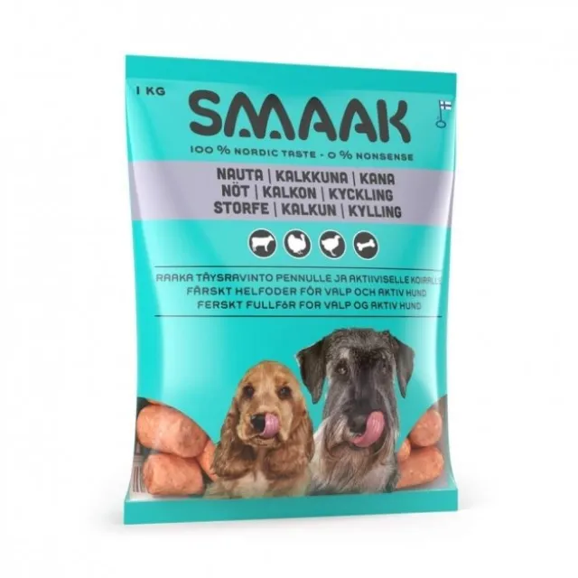 SMAAK Dog Raw Complete Puppy/Active Nöt, Kalkon & Kyckling 1 kg