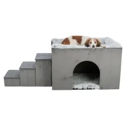 Trixie Harvey Hundkoja med Hundtrappa Grå