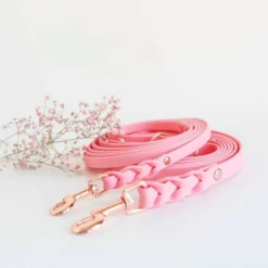 Tyylivoitto Hundkoppel Flätat Rosa 200 cm